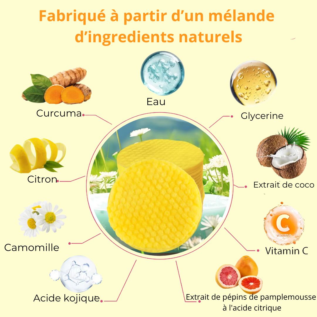 ☘️ Pads au Curcuma et à l'acide kojique 60 cotons 🫚